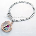 Plata de acero inoxidable cadena cubana con acero inoxidable 316l pulsera de oro rosa medallón